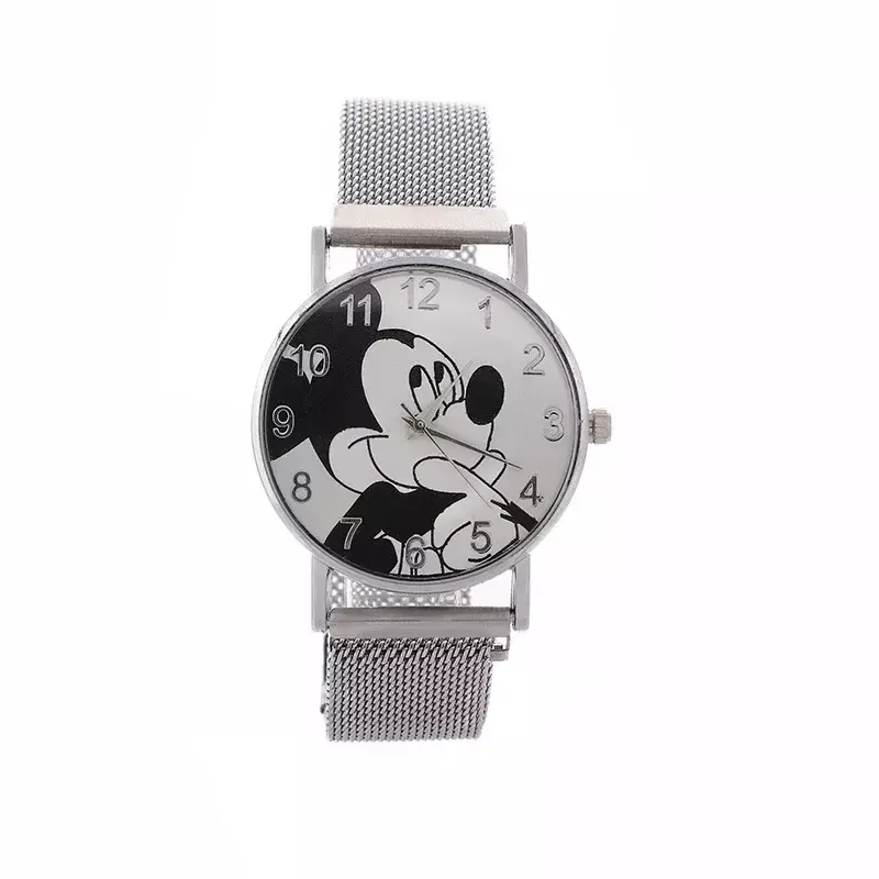Disney-reloj con hebilla magnética de Mickey para niños, cronógrafo con movimiento de cuarzo, de hierro, para exteriores