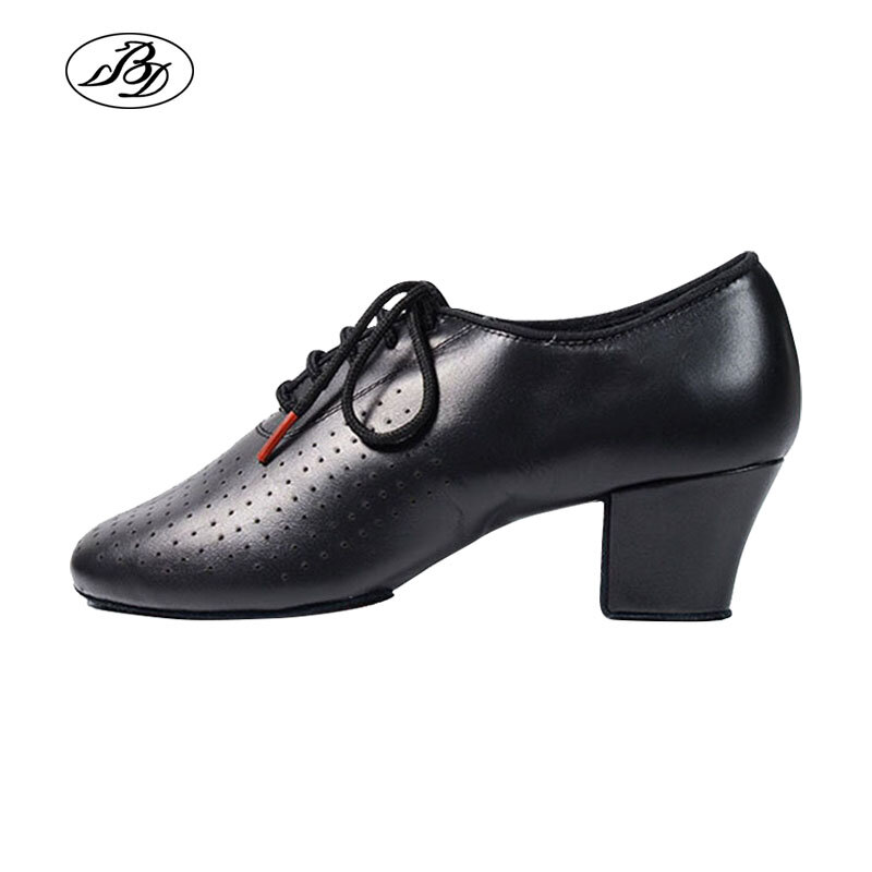 BD Dance-zapatos de salón de cuero genuino para mujer, zapatillas de deporte, suela dividida, zapatos de entrenamiento de suela completa