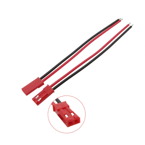 JST-2Pin 암수 플러그 소켓 플러그 실리콘 와이어 연결 케이블, LED 빨간색 터미널 와이어, 고온 저항 10 cm, 20cm