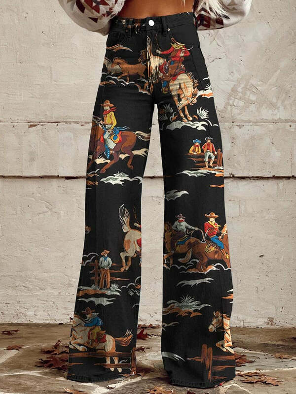 Pantalones de pierna ancha para hombre y mujer, pantalón de moda con diseño de flor de girasol para compras diarias y casuales