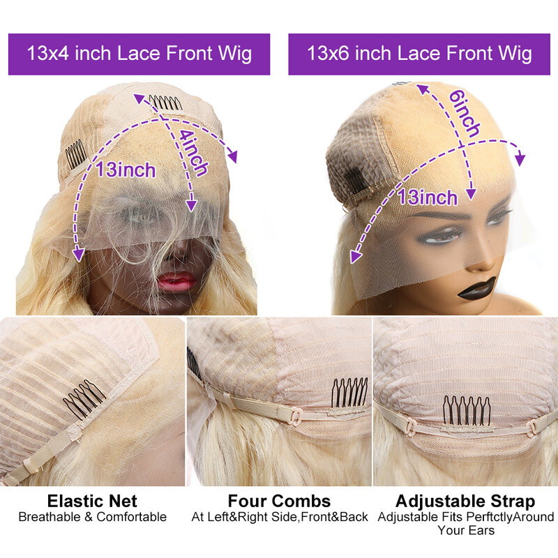 Парик блонд 613 на сетке 32 дюйма, 13x6, прямые человеческие волосы, прозрачные бразильские волосы без повреждений, 180% для женщин