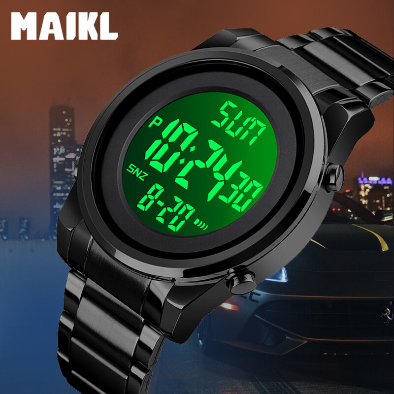 MAIKL-ساعة يد إلكترونية رقمية مضيئة للرجال ، ساعة يد مقاومة للماء ، ساعات رياضية إبداعية ، أزياء عسكرية ، فاخرة ، ذكور