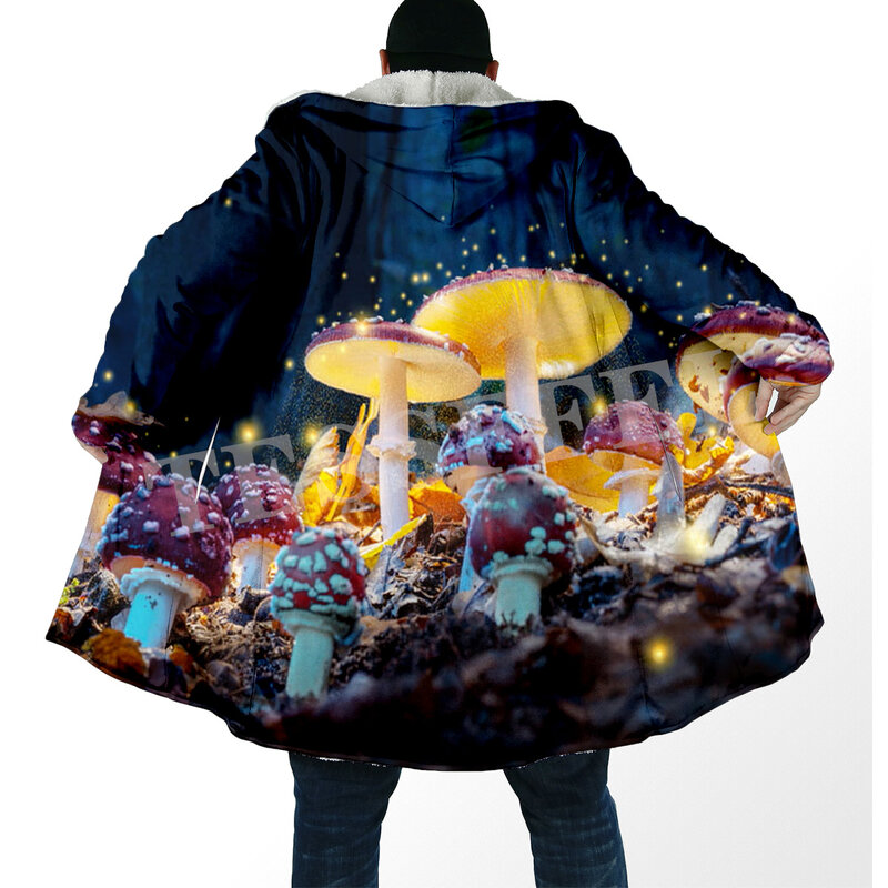 Cogumelo floresta plantas fungo trippy abstrato psicodélico hippie 3dprint blusão inverno casual capuz capa lã casaco y