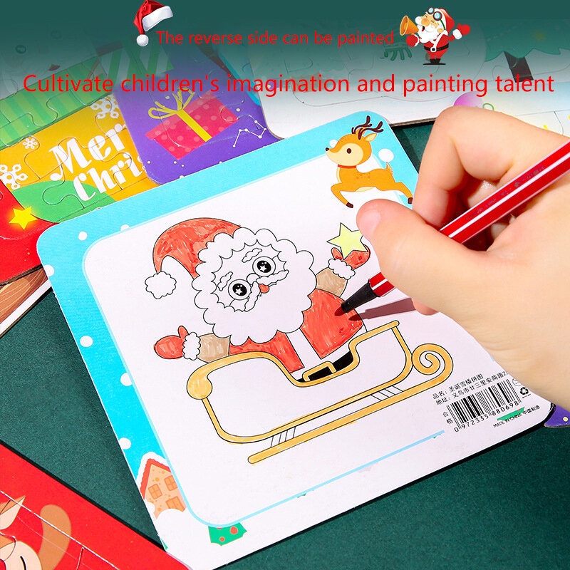 크리스마스 직소 퍼즐 장난감, 산타 클로스 눈사람 퍼즐, 어린이 조기 교육 장난감, 인지 학습 장난감, 어린이 새해 선물