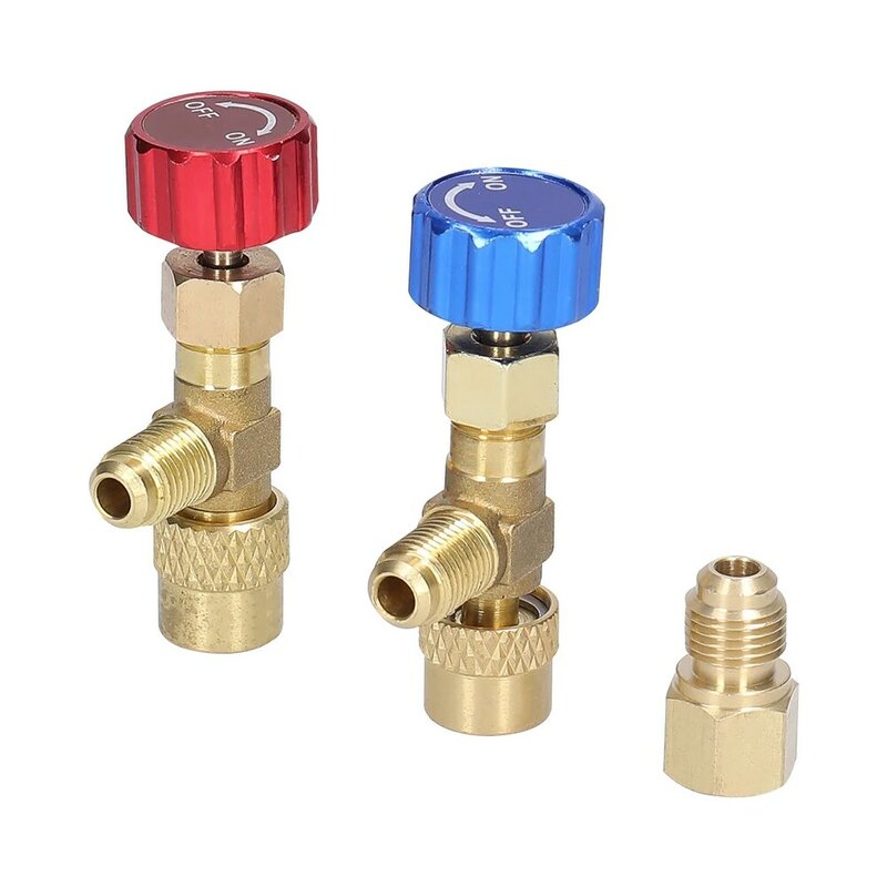 Air Conditioner Safety Valve Set R22 R410 Filling Valve Tool Copper  Safety Valves Set Adapter  5/16 SAE To 1/4 SAE Accessories