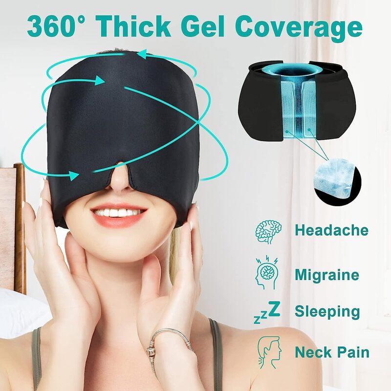 Cappello per alleviare l'emicrania cappello per il mal di testa Gel Hot Cold Therapy Ice Cap per alleviare il dolore cappello di ghiaccio maschera per gli occhi sollievo dal dolore da pressione