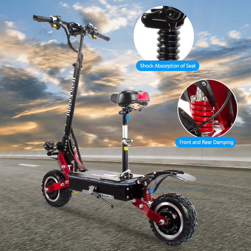 Patinete eléctrico T108 para adulto, Scooter con ruedas grandes de 11 pulgadas, 95 KM/H, 6000W, 60V
