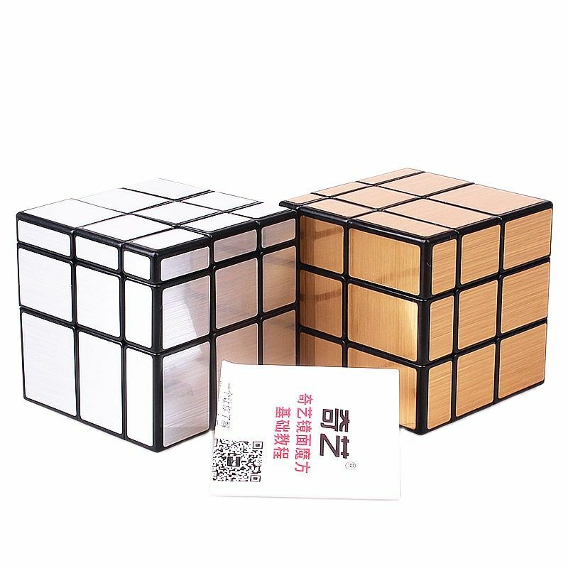 QY 미러 큐브 매직 스피드 3x3x3 큐브 실버 골드 스티커 어린이를위한 전문 퍼즐 미러 큐브 미러 블록 매직 큐브
