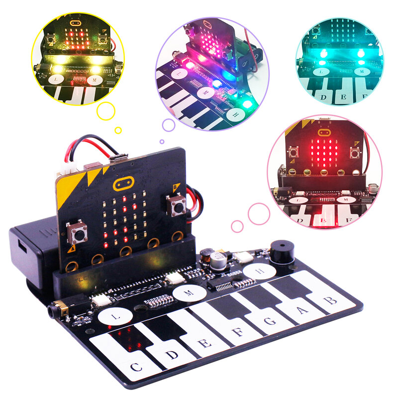 Tablero de expansión Microbit con zumbador y botones táctiles, Kit de Piano Electrónico, juego de música, juguete educativo programable para niños