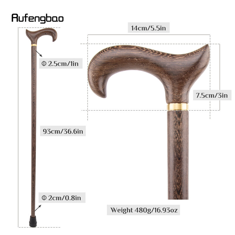 Yellow Wooden Single Joint Fashion Walking Stick Decorative Cospaly Party Walking Cane Halloween Mace Crutch  Wand Crosier 93cm
