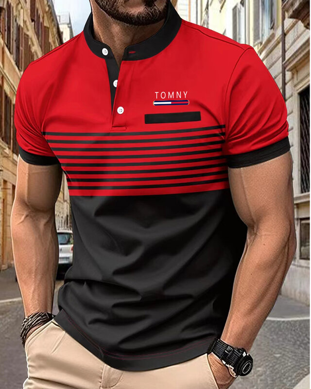 Новая высококачественная Мужская рубашка в европейском и американском стиле, Повседневная Непринужденная дышащая удобная модная футболка-поло с короткими рукавами и отложным воротником