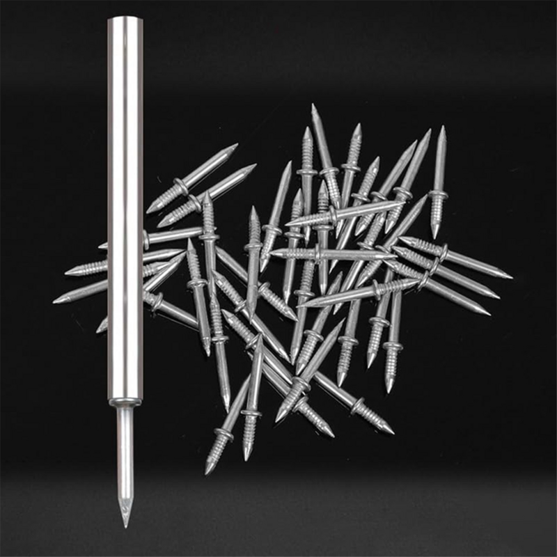 200PCS Double-Head Skirting Thread Seamless Nail, No Trace Nails Sheep Horn Nails Single Angle Nails Cement Nails