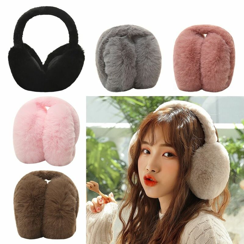 Portable Cold Protection Women Men Winter Warm Soft Plush Earmuffs Foldable Earflaps Faux Fur Ear-Muffs