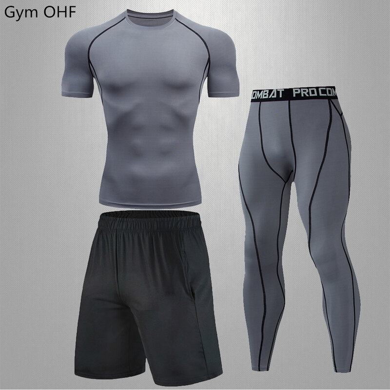 Compression Sports Suit Male Tights for Fitness Running Bodybuilding Training Tops Men Jogger Workout Trousers Gym Sportswear