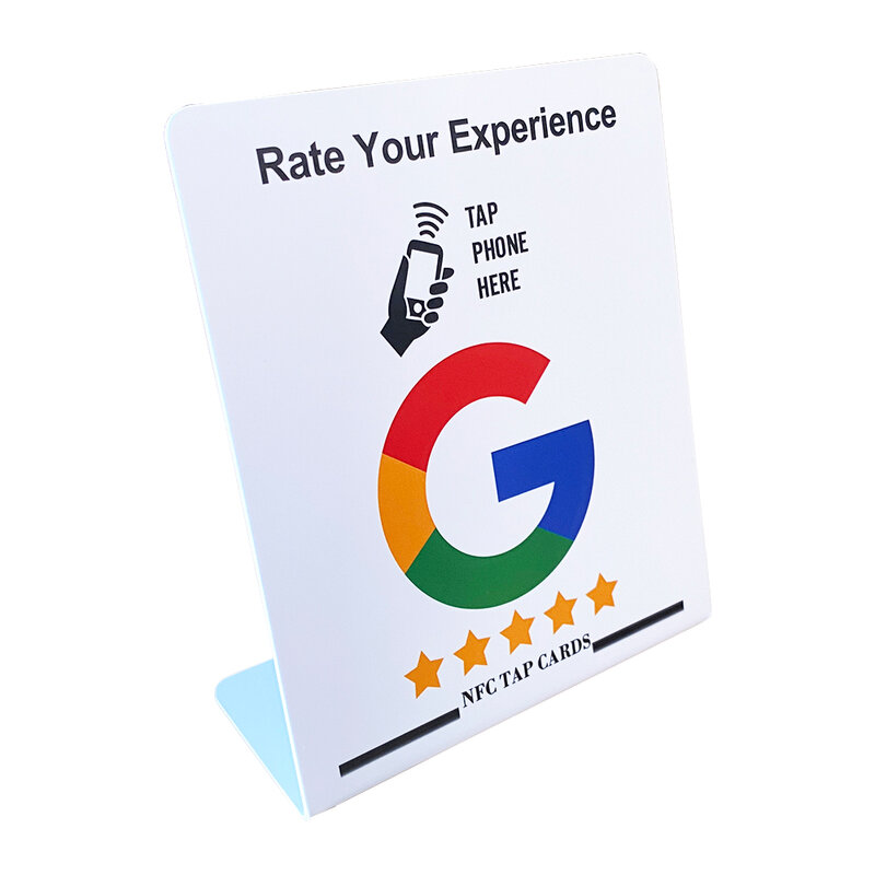 Google Review Suporte de pedestal NFC NFC para celular Toque Placa de revisão URL Escrita Cartões de avaliação de negócios em mídias sociais