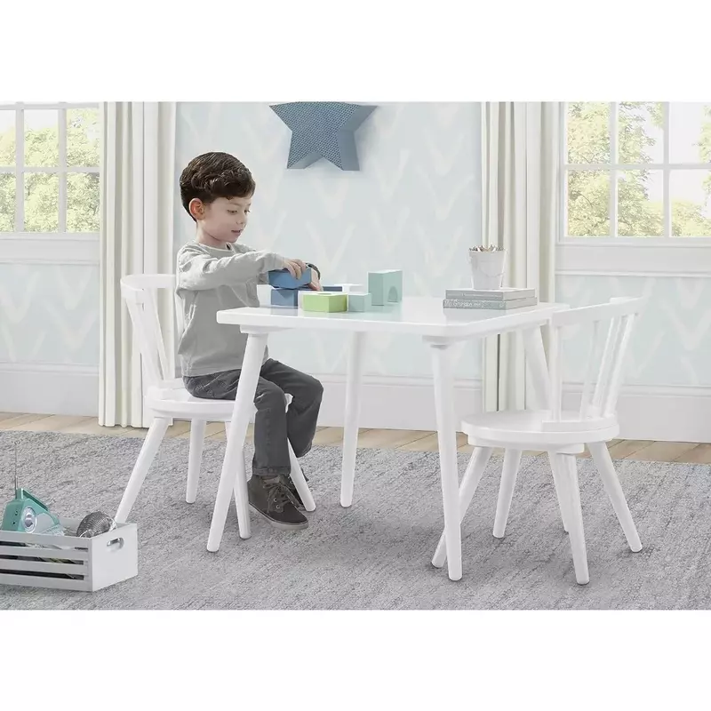 子供用木製テーブルチェアセット、artsとクラフト、スナック時間、ひびのある、宿題などに最適、2つの椅子が含まれています