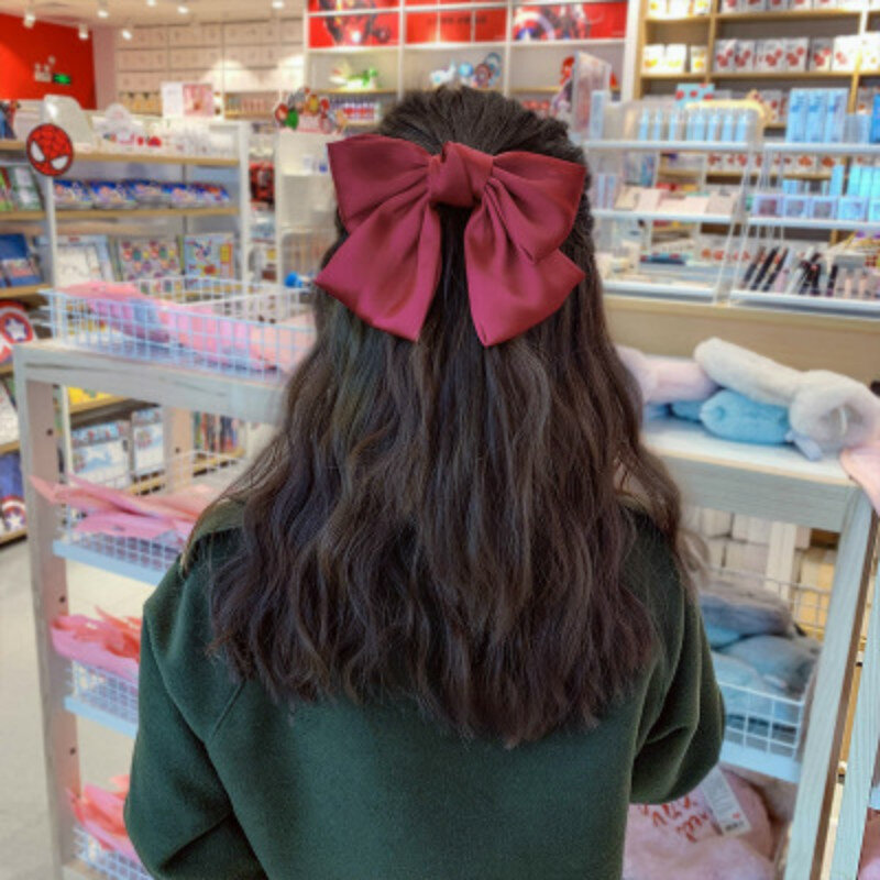 Nova moda laço de cabelo laços grampos de cabelo cetim duas camadas borboleta arco hairpin acessórios para o cabelo feminino bowknot grampos de cabelo