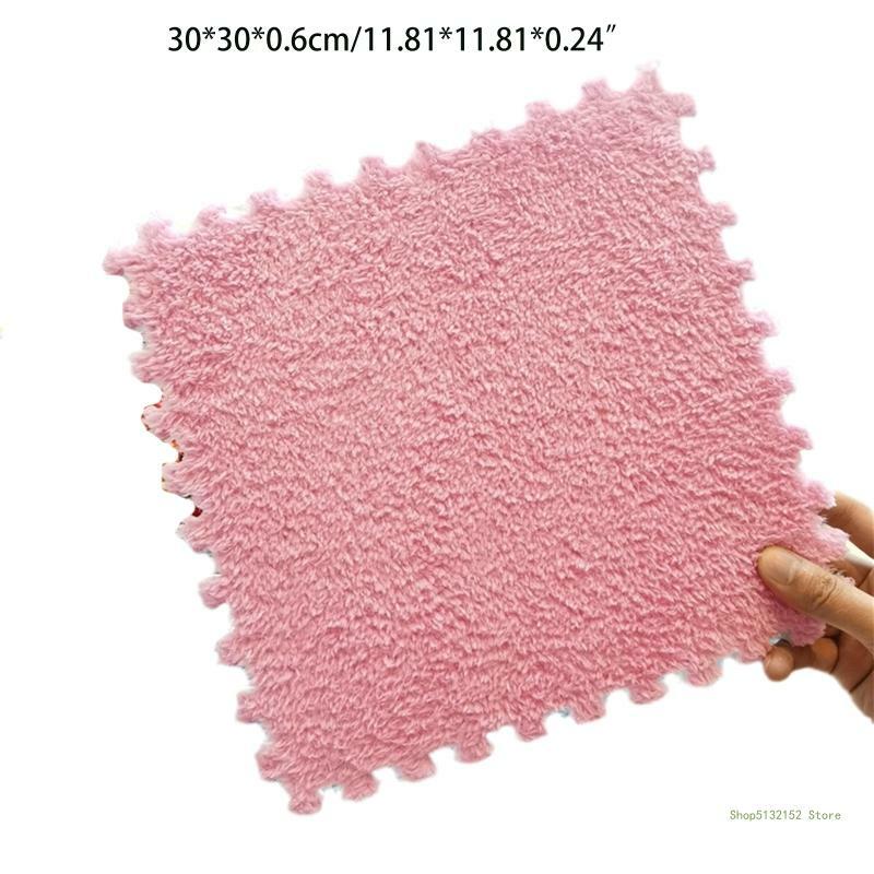 QX2E 1 Stück ineinandergreifende Schaumstoffmatte, einfarbig, flauschiger Teppich, Puzzle, Bodenfliesen, Plüschbereich, Teppich,