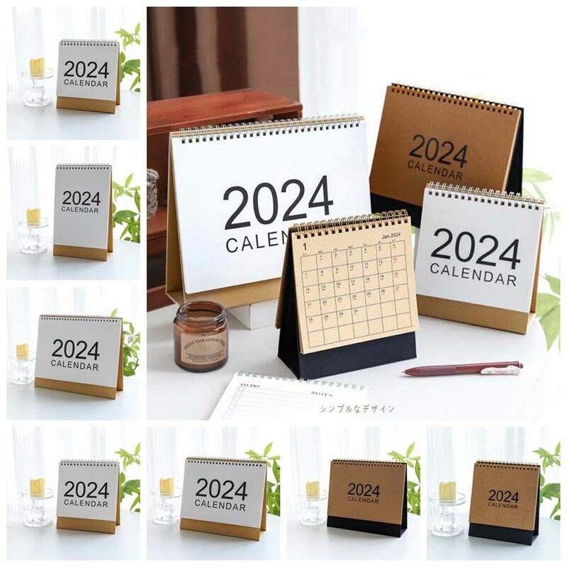 Daily Planner Desk Calendar Coil Standing Calendar Agenda Organizer 2024 Calendar Paper Weekly Schedule Desk Stationery Supplies