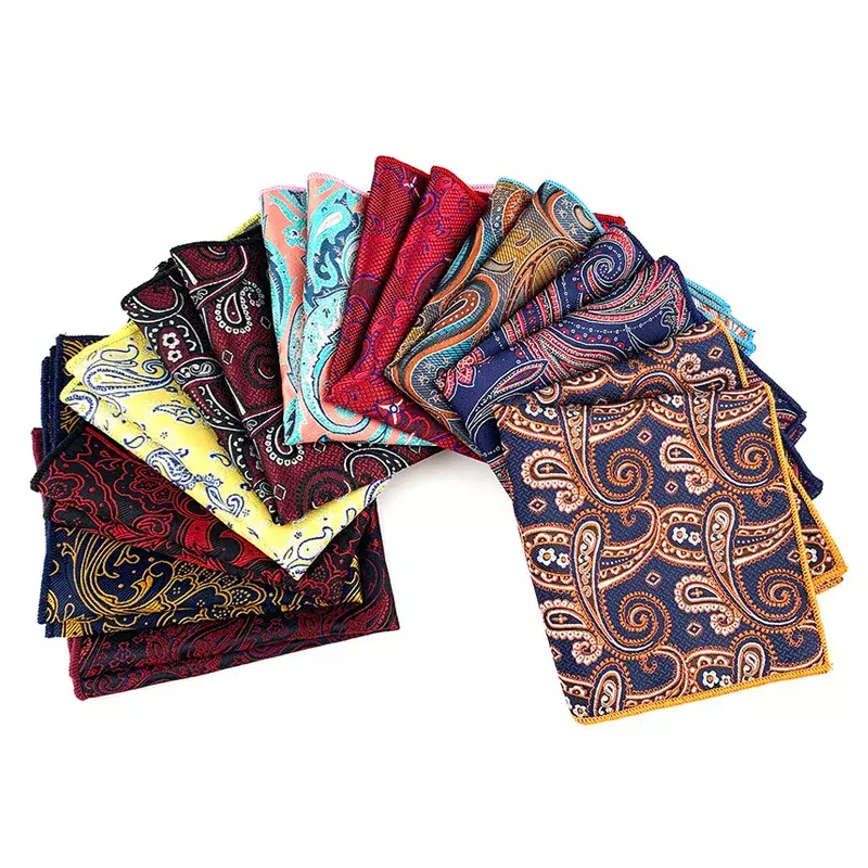 Luxury Jacquard Pocket Square 23*23cm Paisley Striped Floral Hanky for Man Business Wedding Suit Handerkerief Accessory