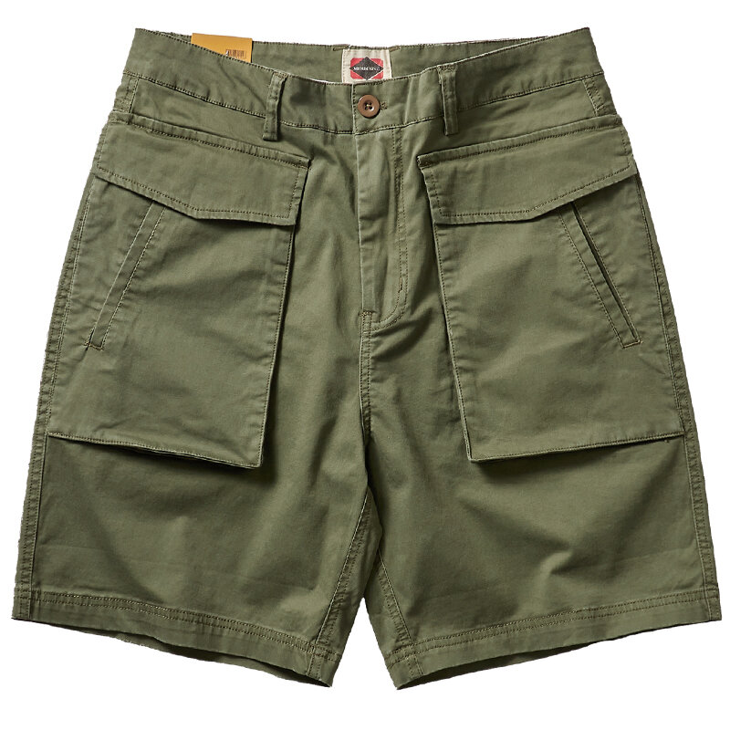 8816 Summer New American Retro Woven Cargo Shorts Men's Fashion 97% Cotton Washed Big Pocket Casual Loose Straight 5-point Pants