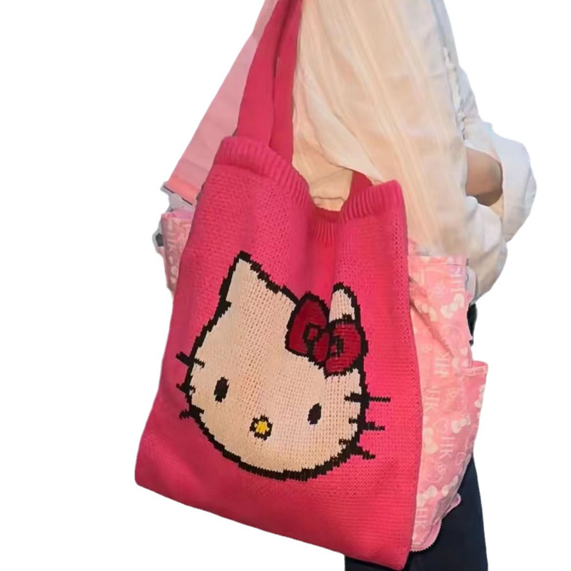 Sanrio-Bolso cruzado de Hello Kitty, bandolera informal de dibujos animados, gran capacidad, ligero, un solo hombro