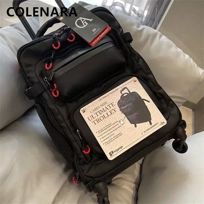 COLENARA Suitcase 20 inch men's boarding box Oxford cloth multifunctional trolley case with wheels rolling carry-on luggage