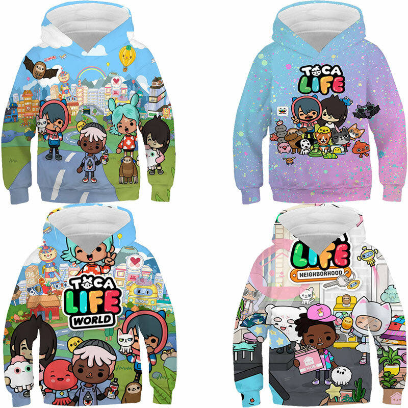 New Toca Life World felpe con cappuccio abbigliamento per bambini felpe con cartoni animati Pullover Casual Harajuku Streetwear top felpa con cappuccio per bambini Sudadera