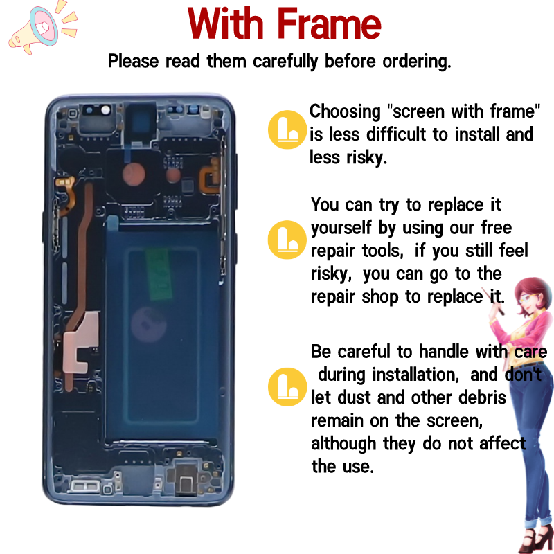 Schermo LCD S9 Plus originale per Display LCD Samsung Galaxy S9 Plus con cornice G965F SM-G965F/DS digitalizzatore Touch Screen sostituire