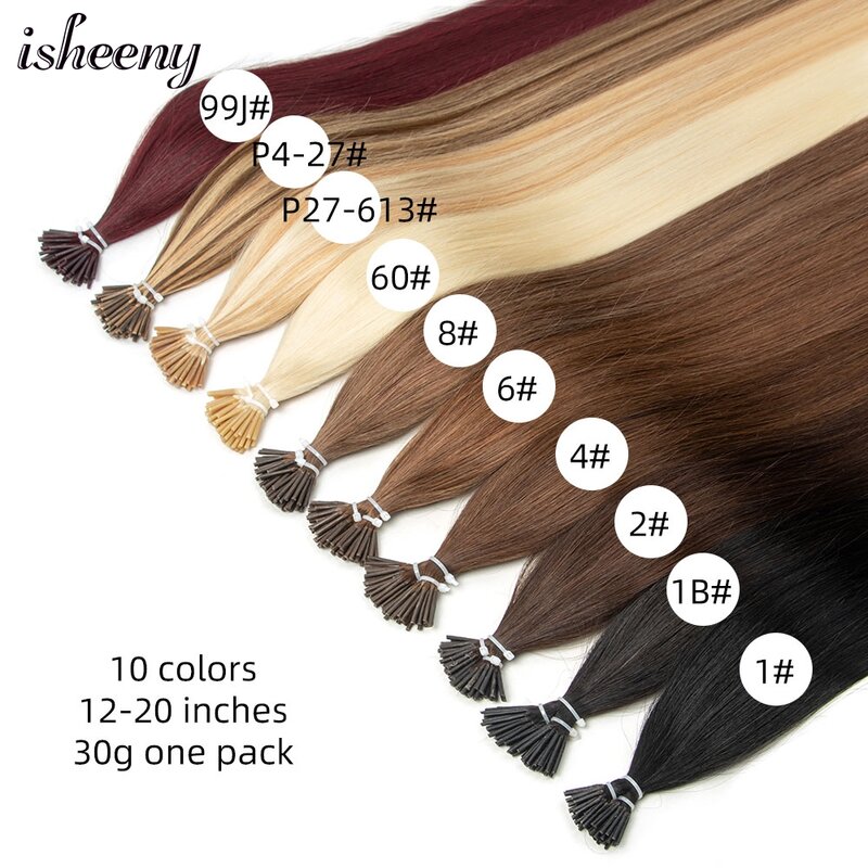 Blonde I Tip Hair Extensions 14"-20" Natural Straight Pre Bonded Real Human Hair Extension 30g Lightweight Thin Ends Fusion Hair