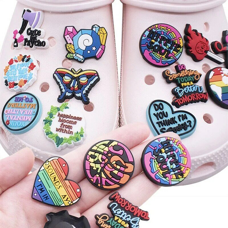 Pins for Crocs Charms for Shoes, Accessories, Punk Heart Decoration, Jeans, Women Sandals Buckle, Kids Favors, Men Badges, 1Pc