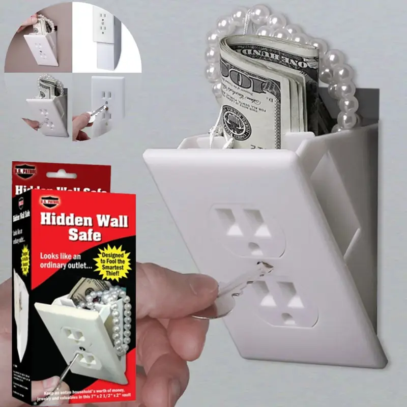 Caixa de dinheiro privado escondido cofres de parede de segurança tomada elétrica chaves cofre segredo esconder objetos de valor