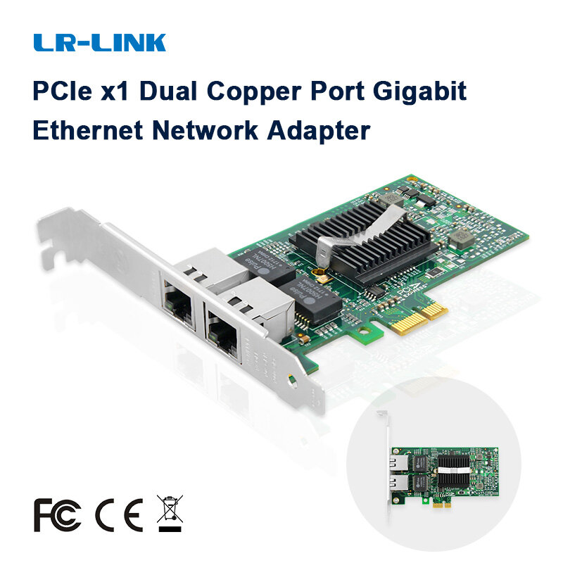 LR-LINK-tarjeta Ethernet Gigabit 9202PT, adaptador de red pci-express x1, puerto Dual, tarjeta Lan RJ45, PC Intel 82575