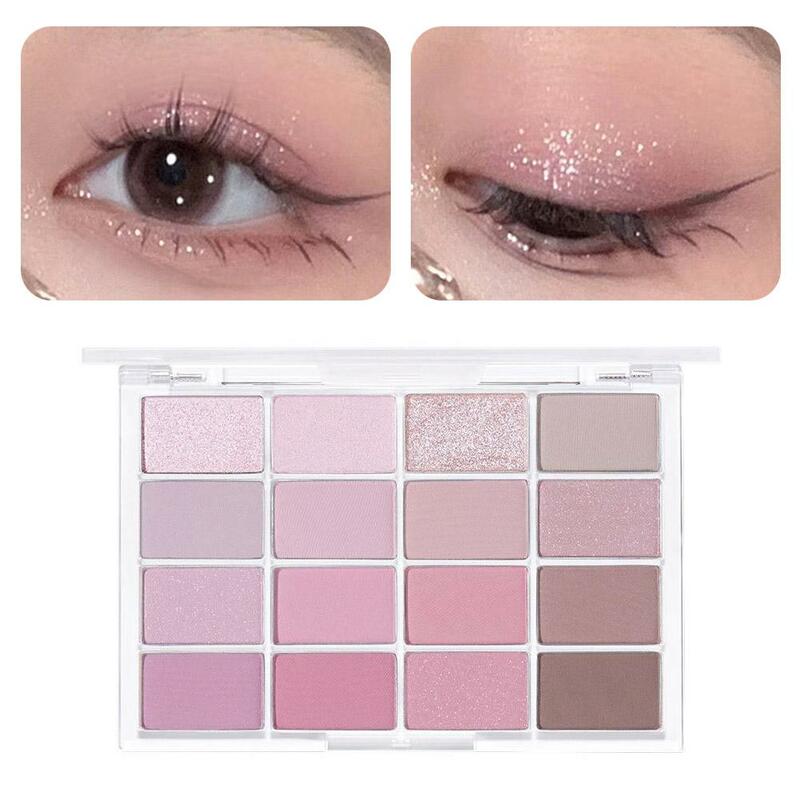 16 Colors Eyeshadow Palette Matte Pearlescent Low Saturation Shadow Makeup Brown Glitter Eye Pink Lasting Palette Eye Long T8K2