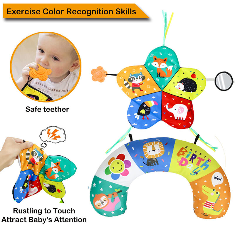 Baby Tummy Time Pillow Toys Black White High Contrast Baby Toys Montessori Toys for Babies Newborn Infants 0-6 6-12 12-18 Months