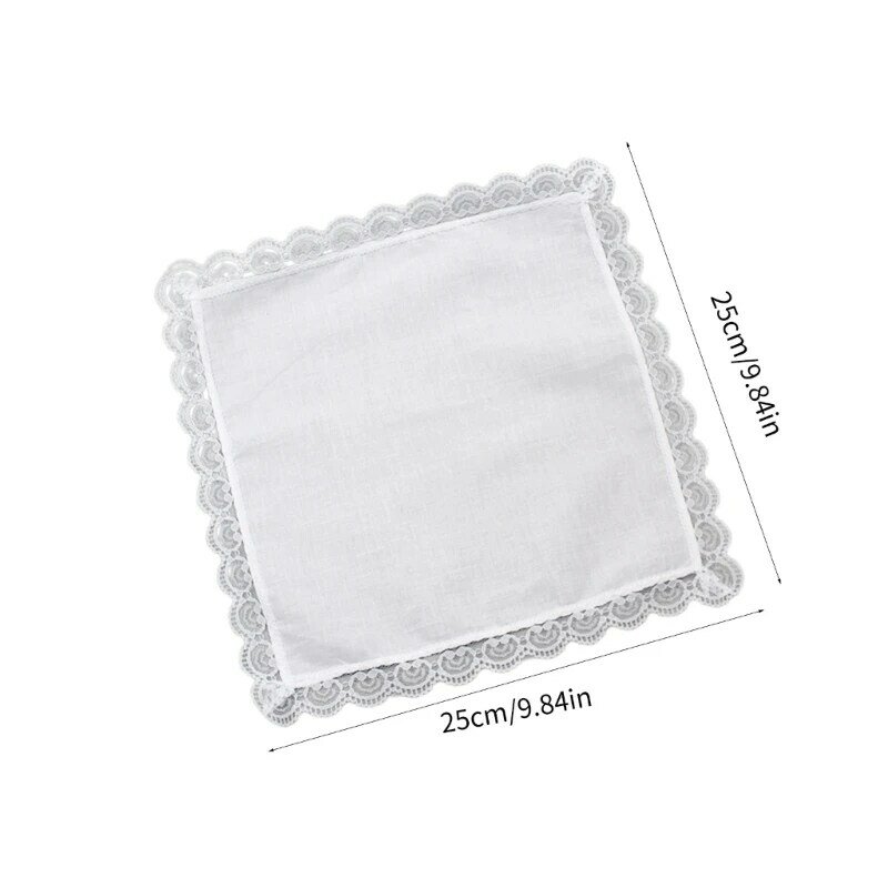 Fazzoletto da taschino con bordo in pizzo Fazzoletti da 10x10 pollici Bandana ad assorbenza Asciugamano tascabile