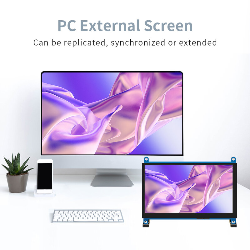TFT LCD Touch Screen, Monitor Portátil, Raspberry Pi 5, 4 Modelo B, 1024x600 Pixels RGB, Tela Estendida, 7"