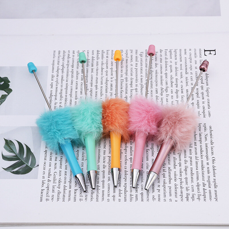 60 newest colorful creative plush ballpoint pens for students DIY ballpoint pens gifts office supplies school supplies
