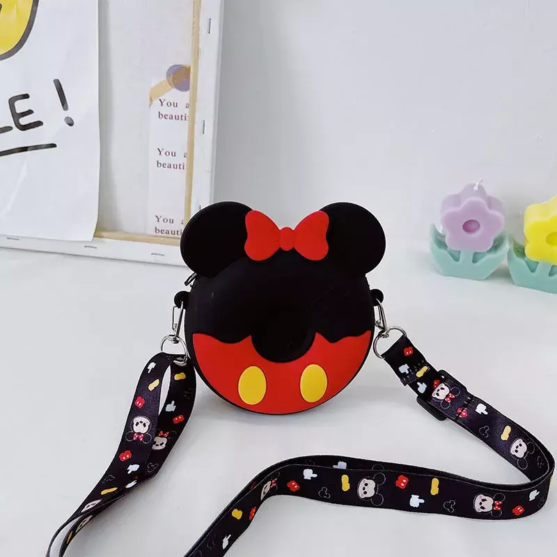 Disney-Mickey Mouse Series Bolsa de ombro para meninos e meninas, bolsa tiracolo fofa, bolsa infantil, moda bebê