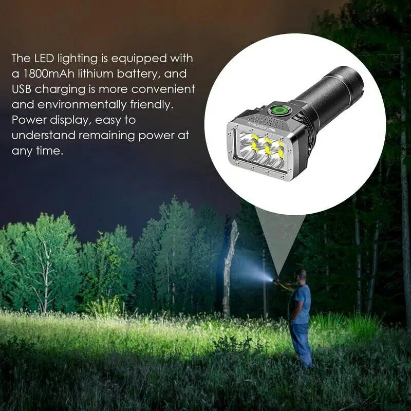 ไฟฉาย LED ชาร์จไฟได้แบบ USB ไฟฉายกันน้ำไฟฉาย LED แบบซูมได้กันน้ำสำหรับเดินป่าตั้งแคมป์
