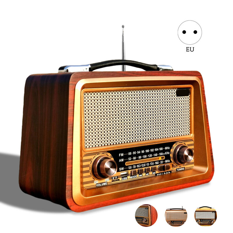 Retro rádio portátil sem fio bluetooth-compatiable alto-falante hifi estéreo am/fm jogador receptor de rádio usb tf aux mp3 estilo clássico