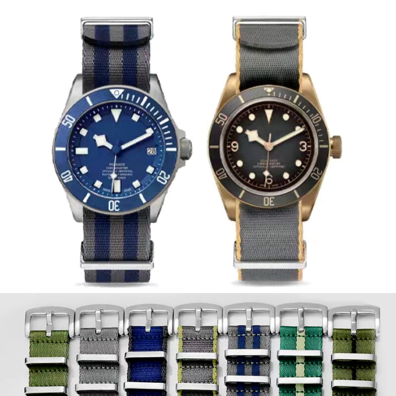 Tali jam nilon 20mm 22mm, jam tangan lembut Premium olahraga Universal untuk 007 pengganti Correa Reloj 20mm 22mm gelang jam nilon