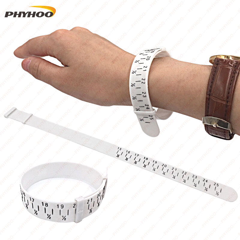 Calibrador de pulsera de plástico, brazalete ajustable, medidas 15-25cm, herramienta de bricolaje para hacer joyas