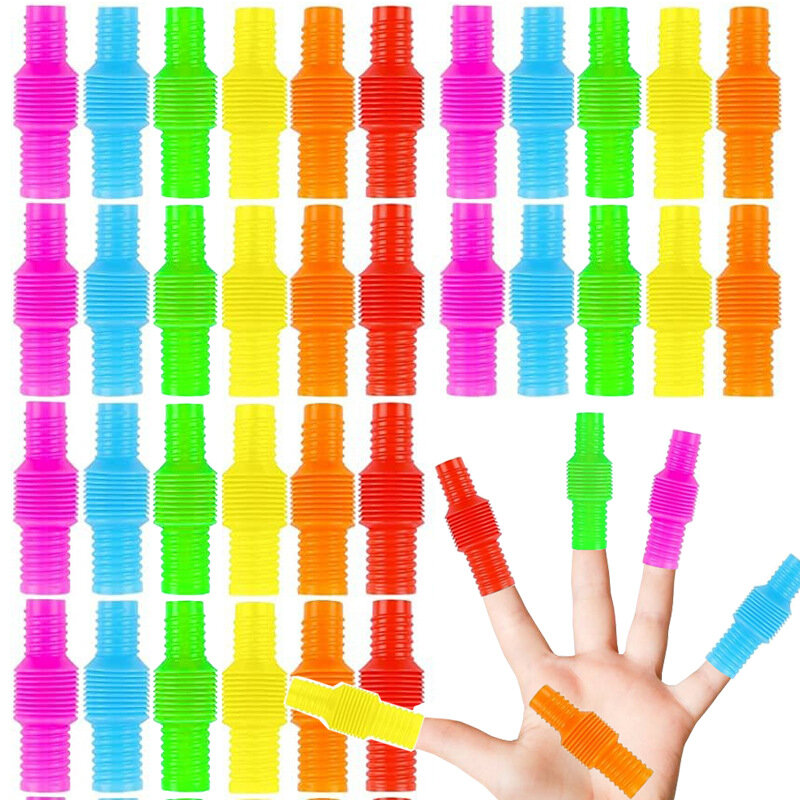 10PCS Mini Pop Tubes Fidget Toys Rainbow Sensory Antistress Plastic Bellow Stress Reliever Pipe for Children Adults Funny Gift