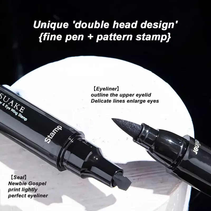 2 In1 stempel płynny Eyeliner ołówkiem wodoszczelna szybkoschnące dwustronna czarna pieczęć Eyeliner długopis do kosmetyków dla kobiet