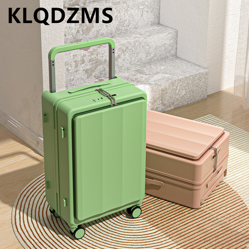 KLQDZMS-Caixa de embarque de abertura frontal, carrinho de negócios, bagagem de bagagem resistente e durável, 20 ", 24", 26 "para estudante