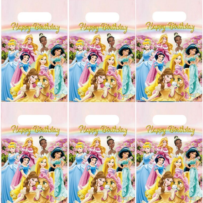 Sacs cadeaux de fête préChristophe princesse Disney, sac à bonbons Blanche-Neige, sacs à butin à poignée, décoration de fête d'anniversaire à thème princesse