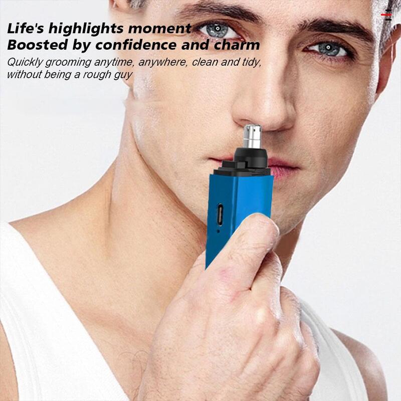 Tagliacapelli portatile per naso ricaricabile elettrico per peli del viso rifinitore per sopracciglia Mini detergente per peli del naso ricarica USB