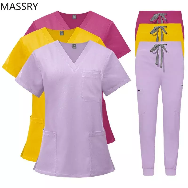 Uniformes Multicolor Enfermeira Médica Terno de Alta Qualidade, Scrubs Set, Roupas De Trabalho, Vestidos Cirúrgicos, Acessórios De Enfermagem, Salão De Beleza, Spa