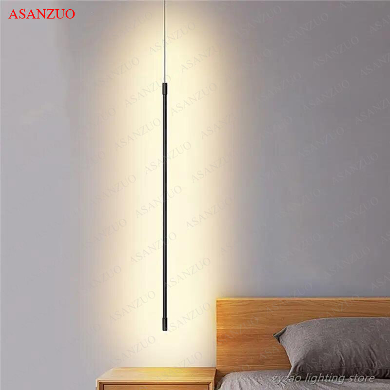 Slaapkamer bedlampje led hanglamp voor woonkamer verstelbare lijn strip hanglamp tv muur home decor moderne armatuur